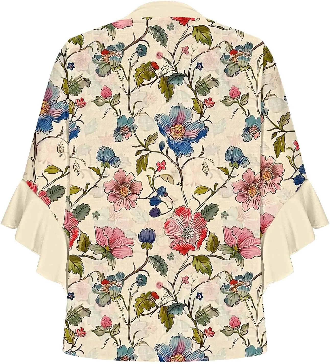 3/4 Length Sleeve Womens Tops Casual V Neck Button Down Shirts Floral Print Flowy Boho Tops 2025 Summer Blouses