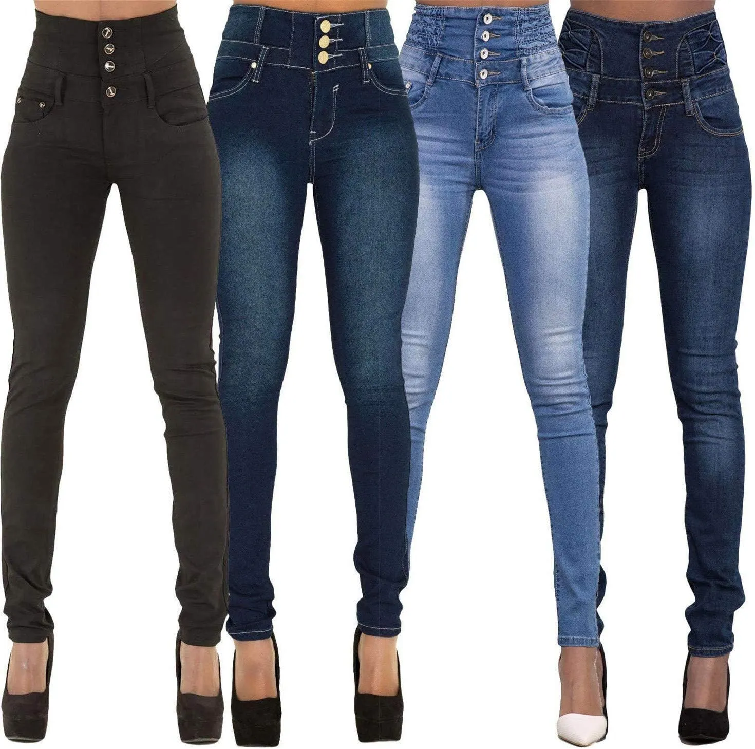 Andongnywell Women's Classic High Waist Denim Skinny Jeans Pull-On Stretch Jeans Slim Fit Pencil Pants