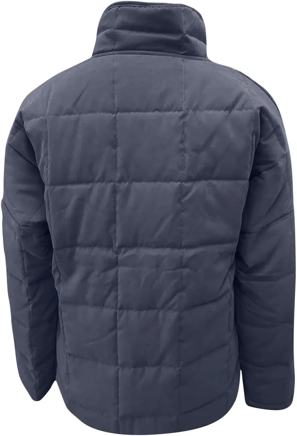 Anjikang Quilted Bomber Jackets for Women Winter Lightweight Packable Thick Puffer Jacket Stand Collar Solid Dolman Outerwear