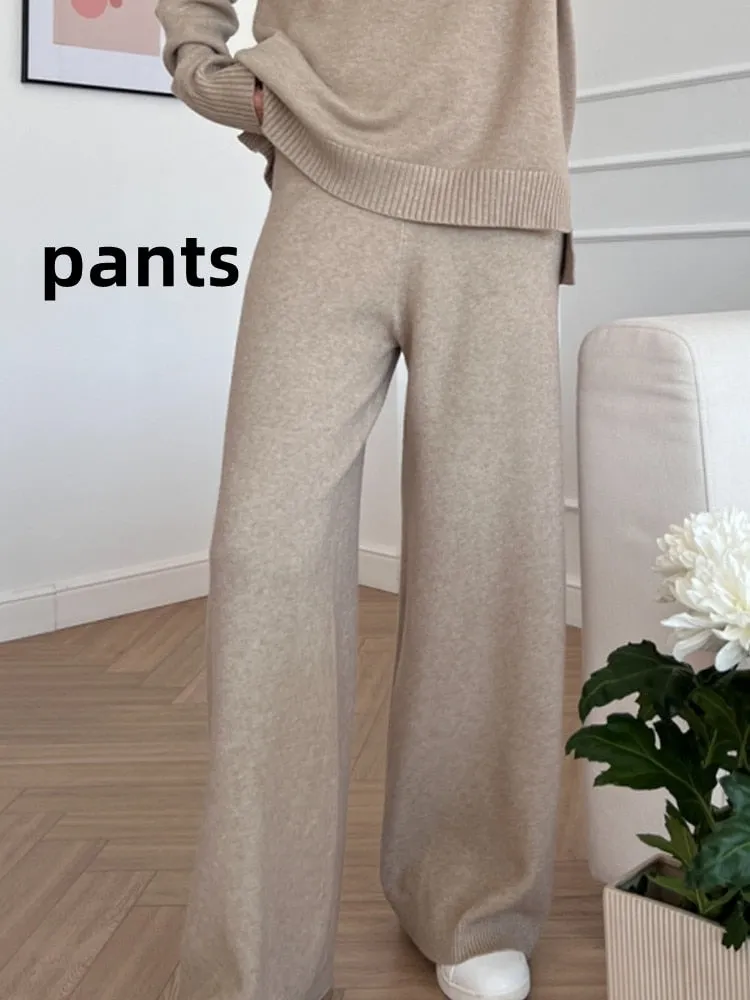 Autumn Women Turtleneck Knitted Sweater Set