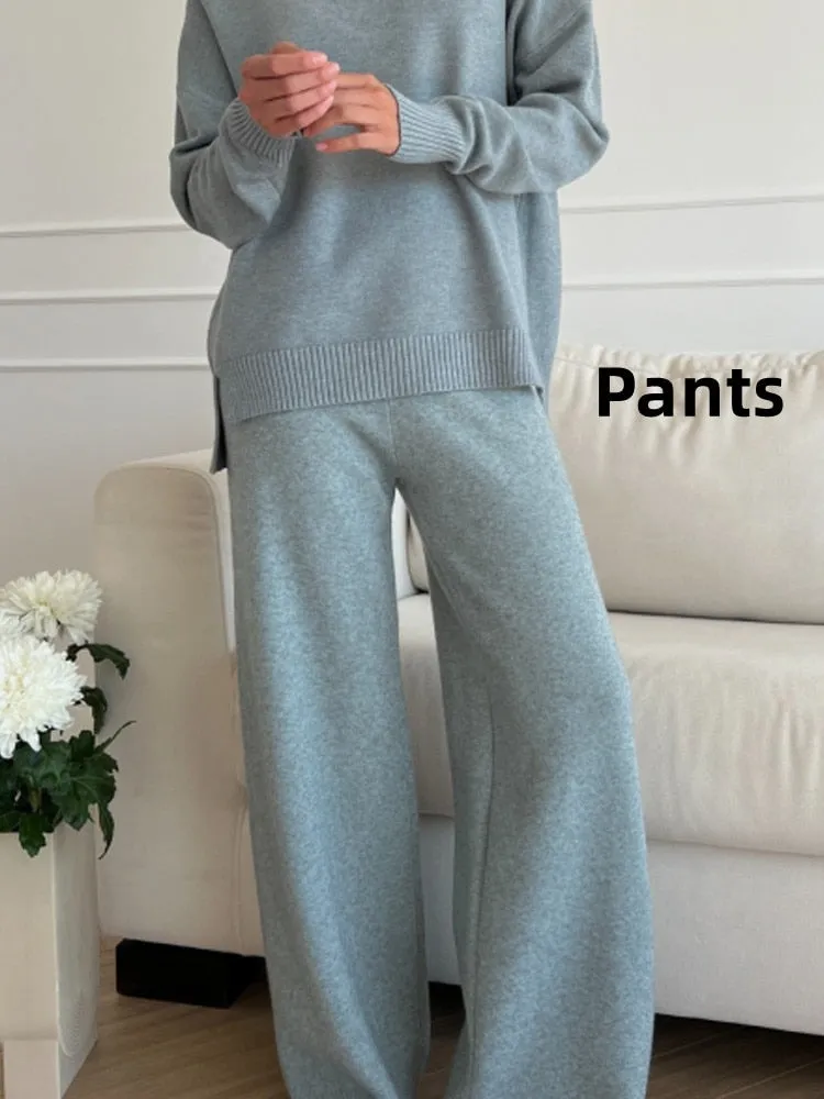 Autumn Women Turtleneck Knitted Sweater Set