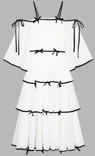Bow-Embellished Off-the-Shoulder Dress
