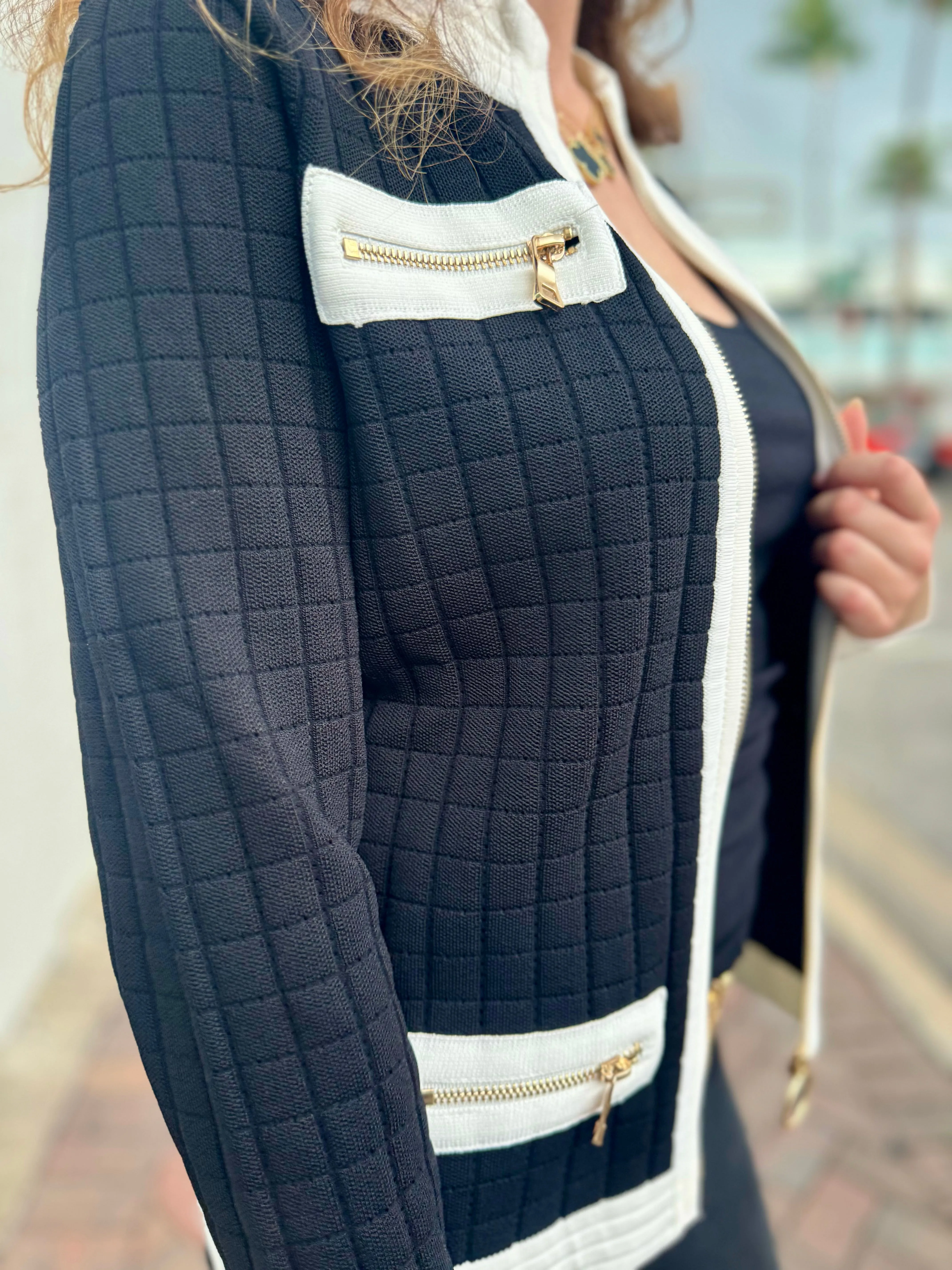 Chiara Quilted Knit Cardigan