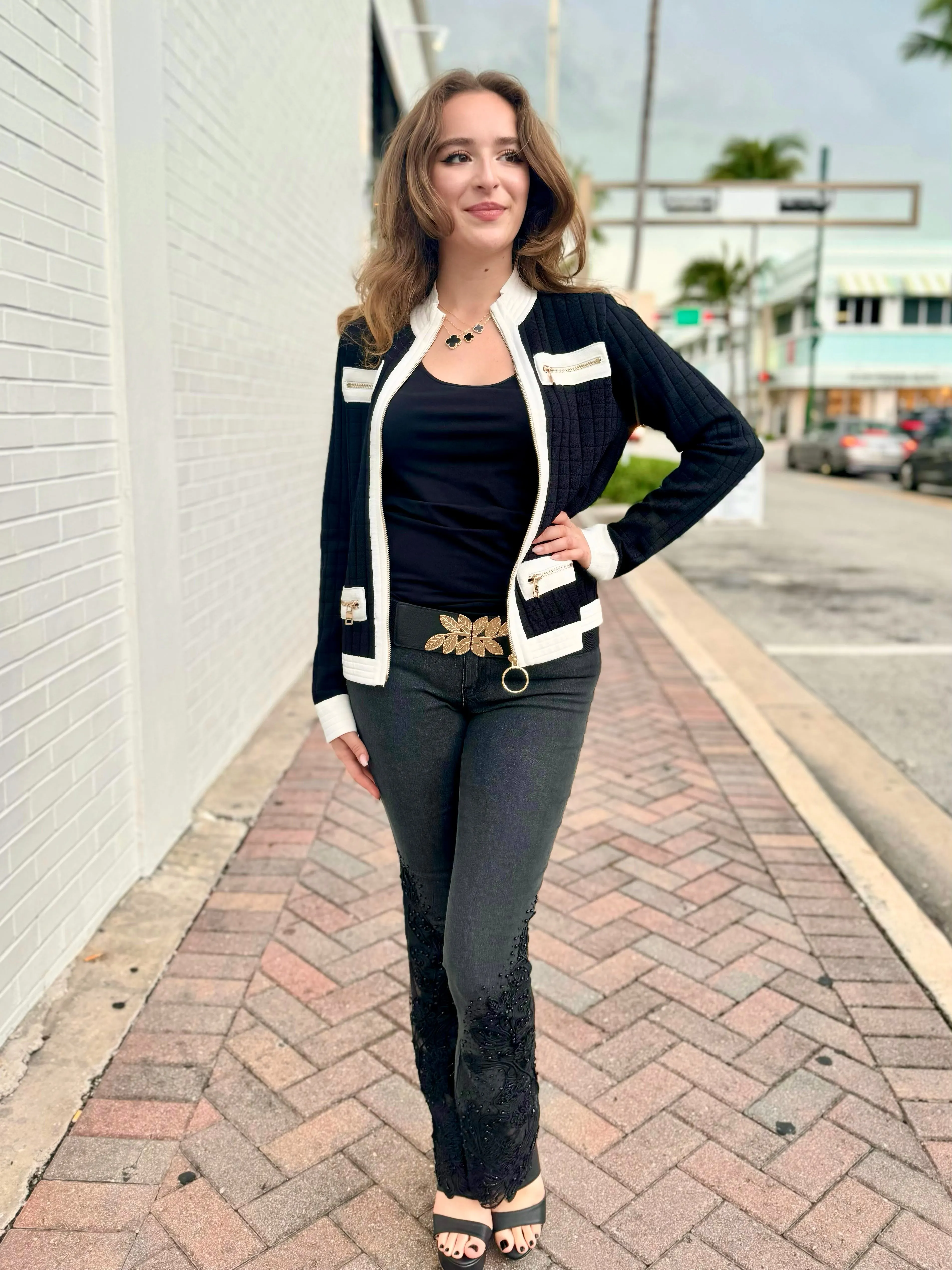 Chiara Quilted Knit Cardigan