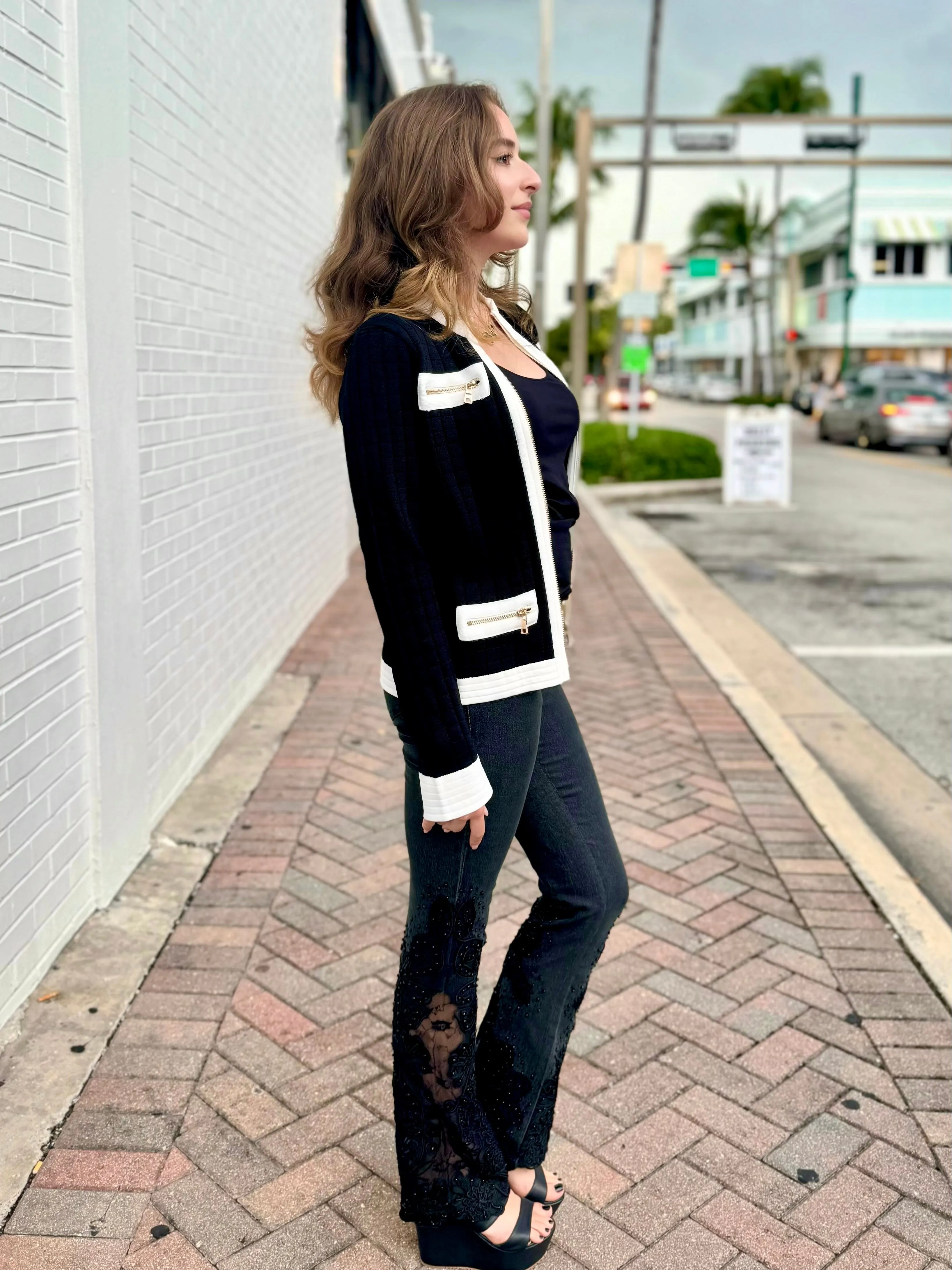 Chiara Quilted Knit Cardigan