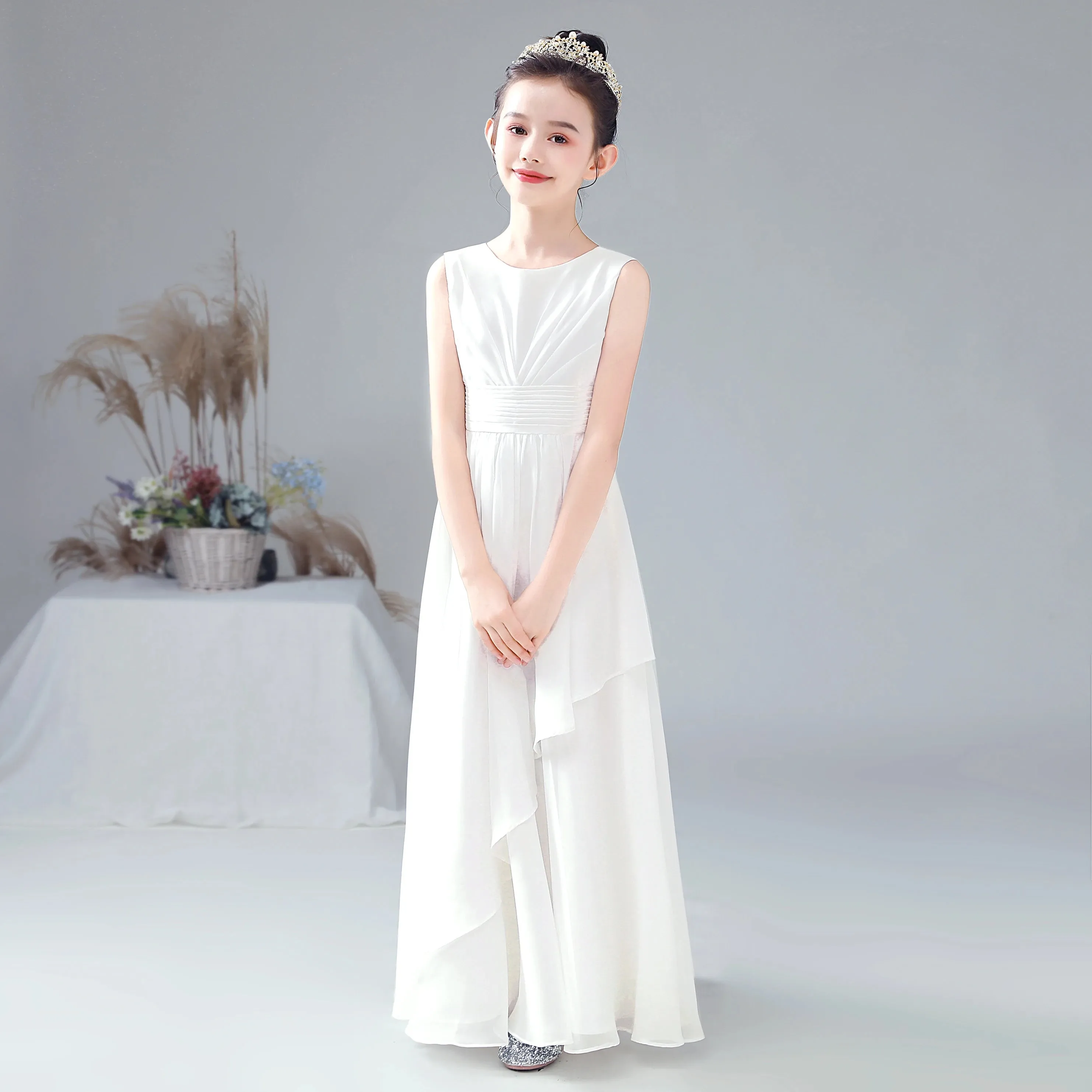 Chiffon Flower Girl Dress For Wedding Party First Communion 2024 Little Bride Gowns Junior Bridesmaid