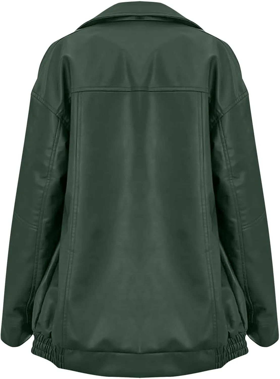 Faux Leather Jacket Women Full Zip Oversized Coats Winter Casual Motocycle Fall Jacket Winter Clothes With Pockets