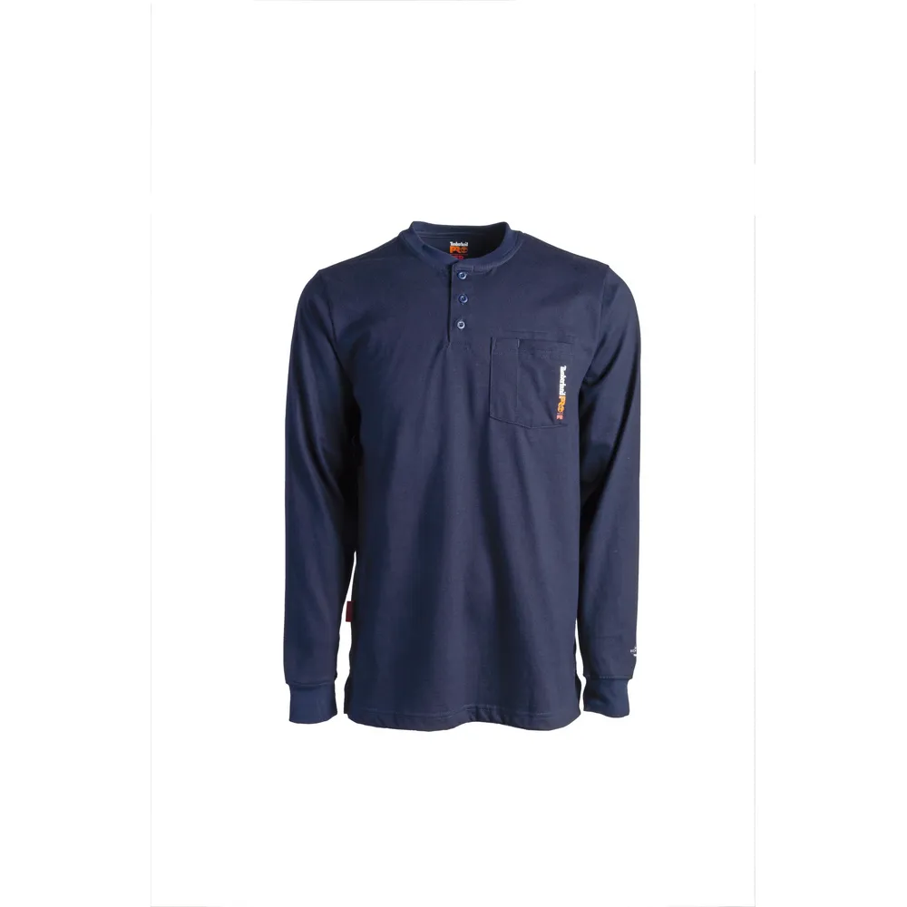 FLAME RESISTANT COTTON CORE LONG SLEEVE HENLEY WITH POCKET - 410-Navy | Timberland PRO TB0A23P4