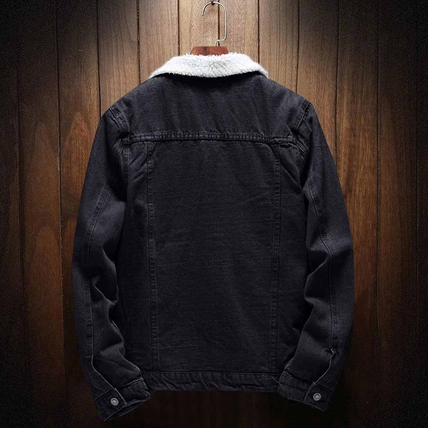 Fleece Lined Jean Jacket Mens Lapel Sherpa Denim Jackets Casual Winter Thermal Thicken Crop Trucker Jacket Coats