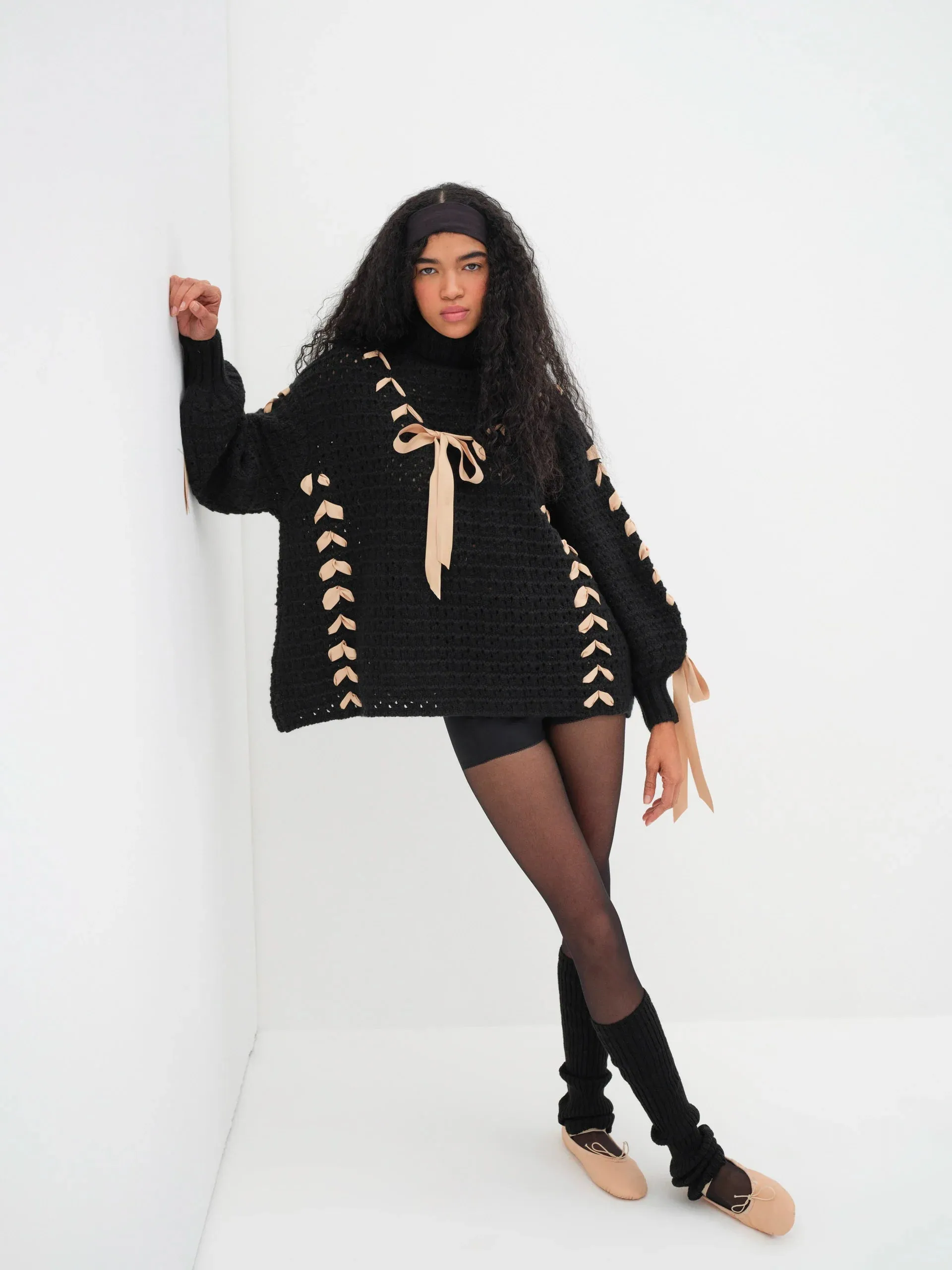 For Love & Lemons Liberty Oversized Sweater in Black