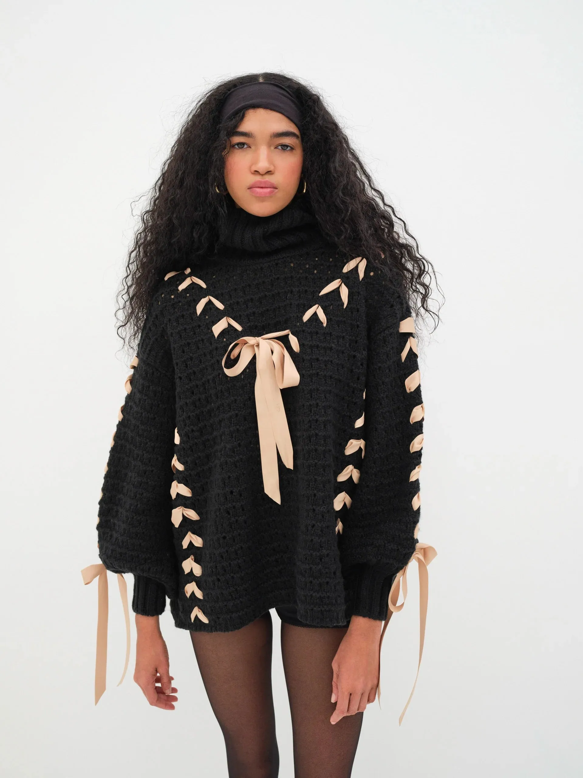 For Love & Lemons Liberty Oversized Sweater in Black