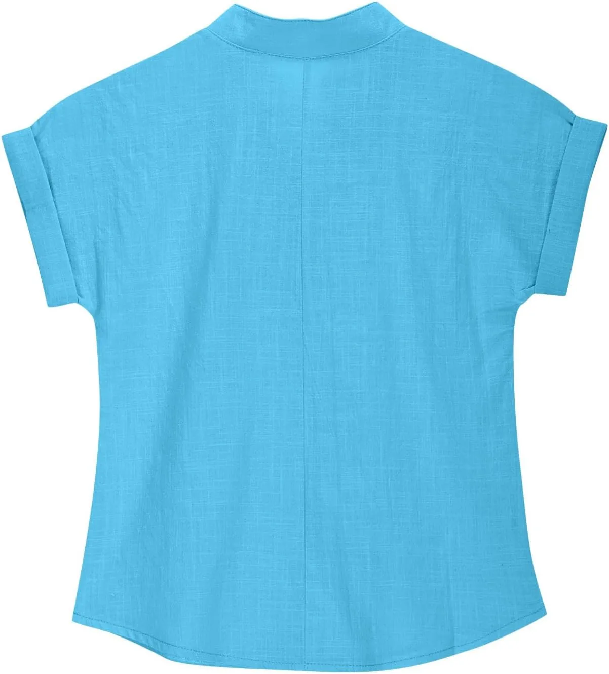 Girls Cotton Linen Shirts Summer Casual Button v Neck Tunic Blouses Kids Trendy Lightweight Solid Short Sleeve Tops