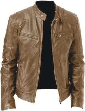 GOFULY Leather Jacket Men Big And Tall Streetwear Zip Up Stand Collar Jackets Faux Leather Motocycle Coats 2024 Outwear 2024