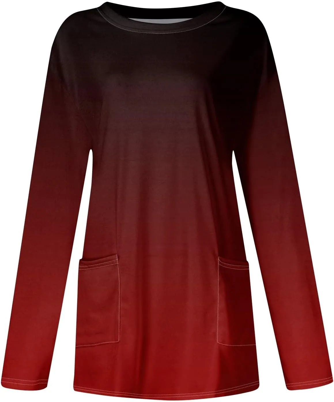 GOFULY Womens Dressy Tunic Tops Long Sleeve Crewneck Work Shirts Fall Elegant Blouses Solid Casual Winter Outfit with Pockets