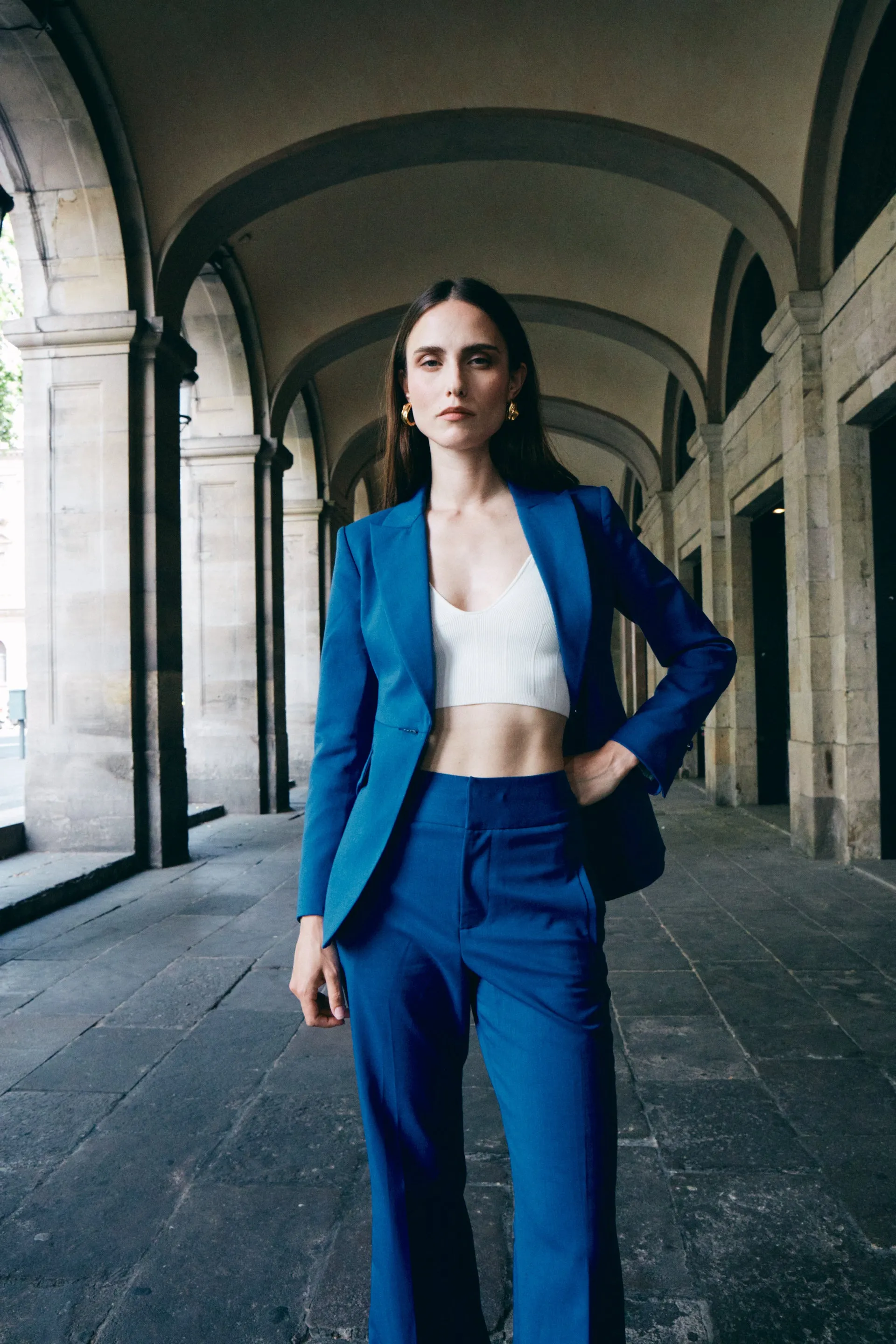 HIGH WAIST TROUSER IN DARK BLUE