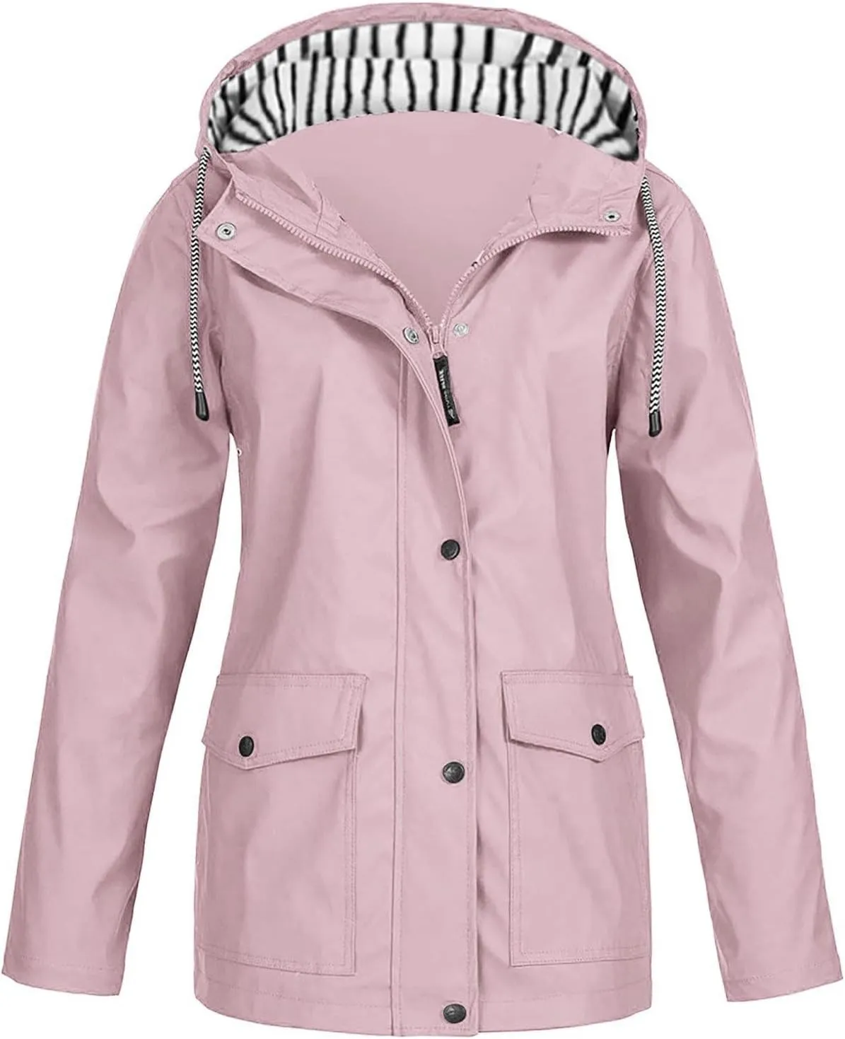 HTHLVMD Rain Jacket Women 2024 Yellowjackets Fall Lightweight Waterproof Windbreaker Outdoor Hooded Trench Coat for Women