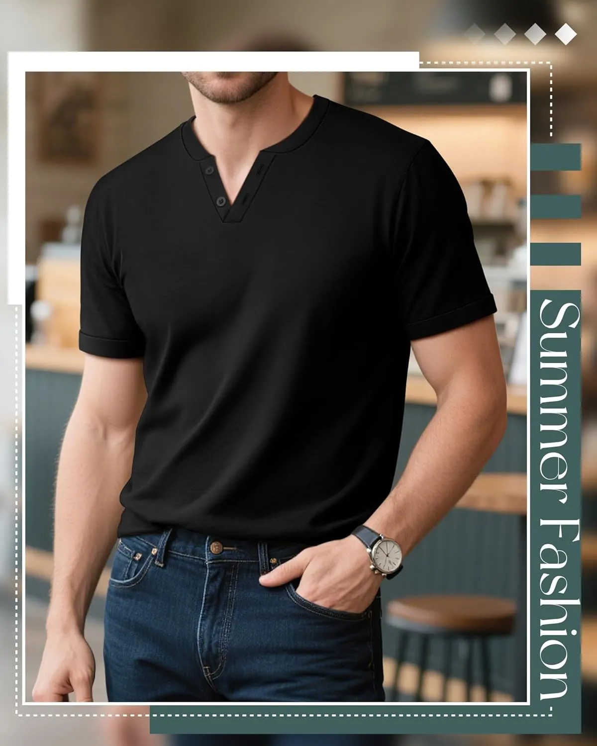Huukeay 3 Pack Big and Tall Men's Short Sleeve Henley T Shirts Cotton Summer Casual Basic Tee Button Lightweight Stretch Top