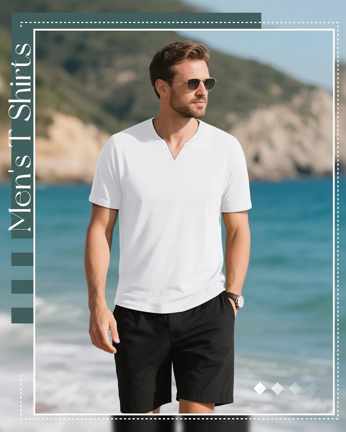 Huukeay 3 Pack Big and Tall Men's Short Sleeve Henley T Shirts Cotton Summer Casual Basic Tee Button Lightweight Stretch Top