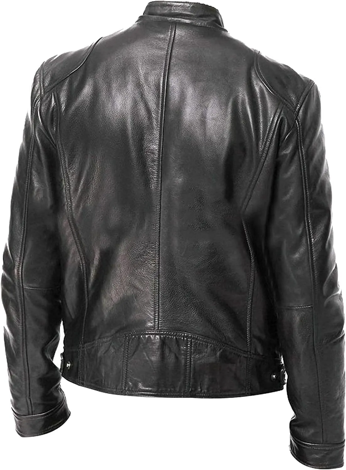 Leather Jacket Men Trendy Zipper Stand Collar Fall Jackets Faux Leather Motocycle Coats Streetwear Outwear With Pocket