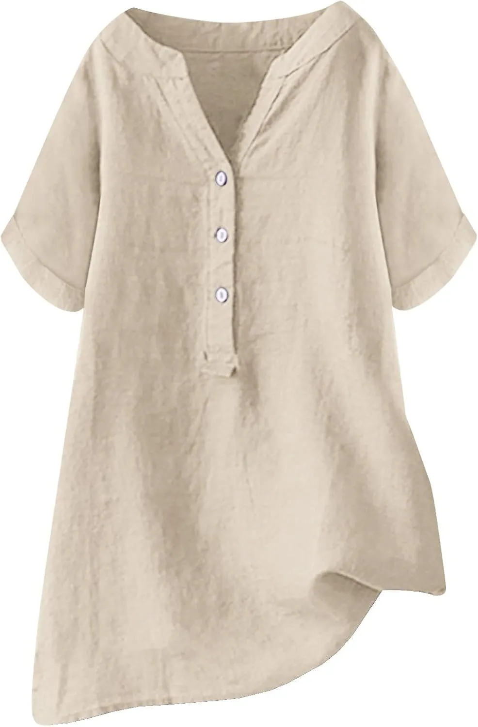 Linen Blouses for Women Linen Button Down Shirt Summer Short Sleeve Boho Plus Size Top Tunic Dressy Peasant Shirts