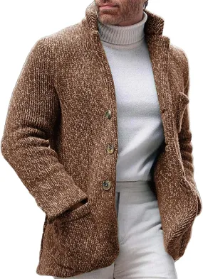 Mens Fashion Knitted Blazers Sweaters Plus Size Thicken Thermal Winter Cardigan Casual Long Sleeve Button Down Jacket
