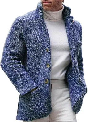 Mens Fashion Knitted Blazers Sweaters Plus Size Thicken Thermal Winter Cardigan Casual Long Sleeve Button Down Jacket