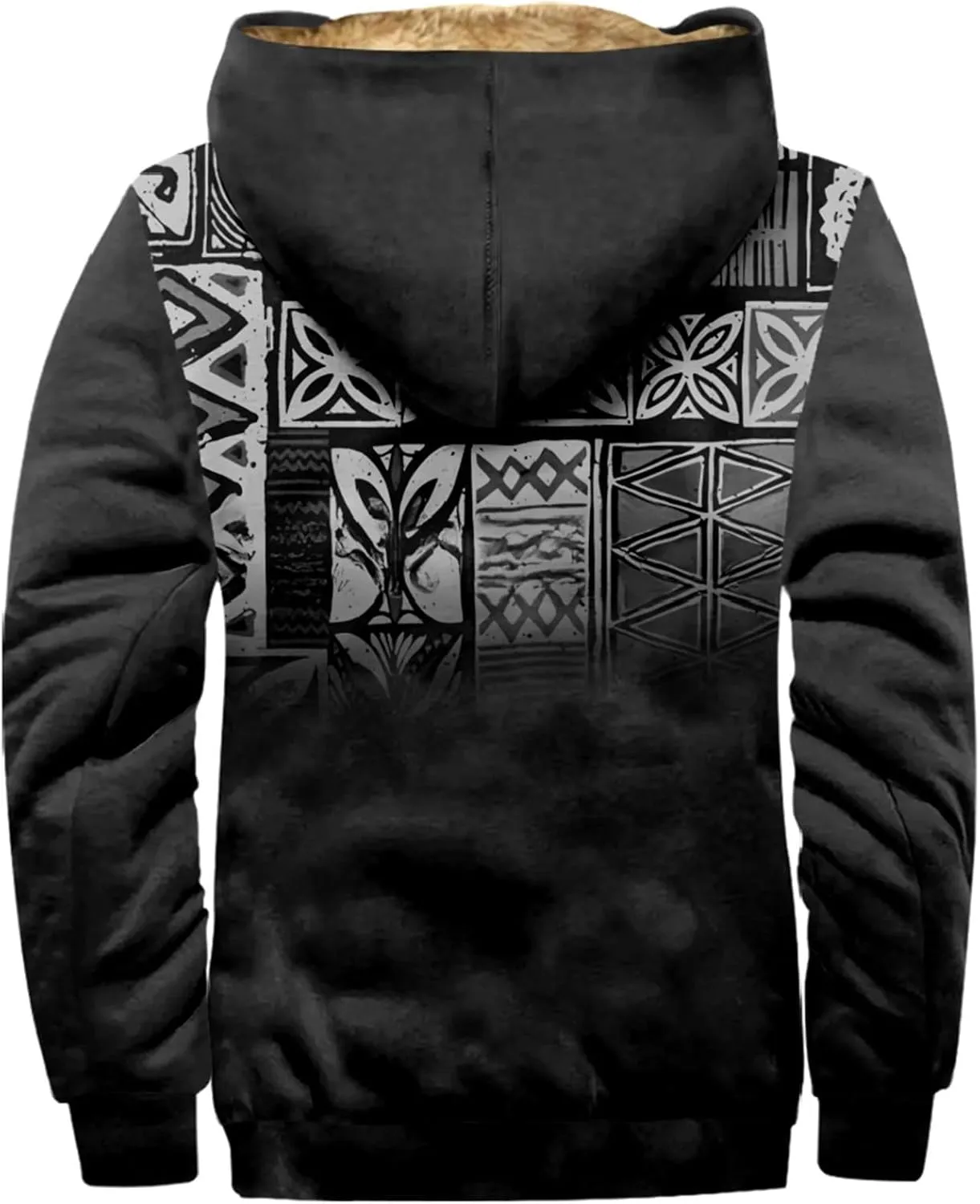 Mens Fleece Jacket Fuzzy Sherpa Jacket Western Aztec Print Vintage Sweatshirts Winter Warm Ethnic Casual Sweater Coat