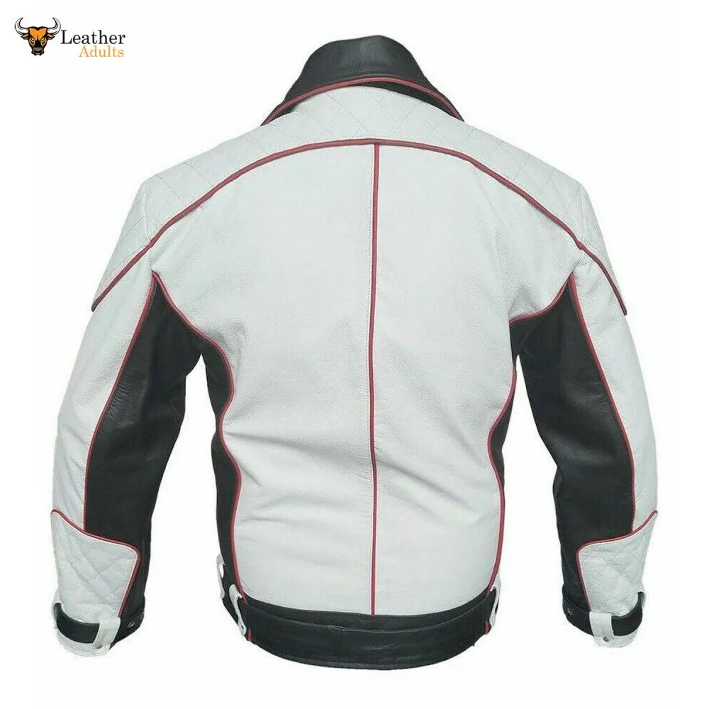 Mens Real Cowhide Leather Jacket Pure Biker Rider Jacket Formula 1 Racing Jacket New