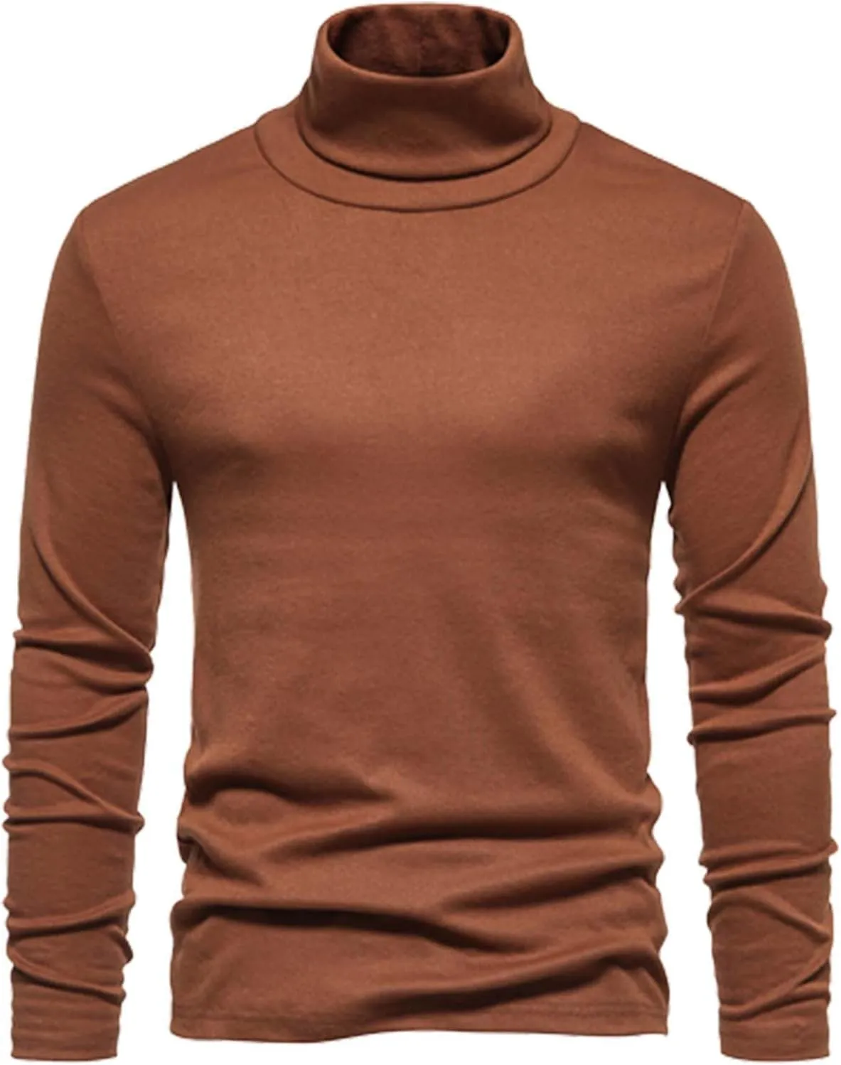 Mens Turtleneck Sweater Lightweight Slim Fit Thicken Warm Pullover Casual Long Sleeve Basic Cotton Knitted Undershirt