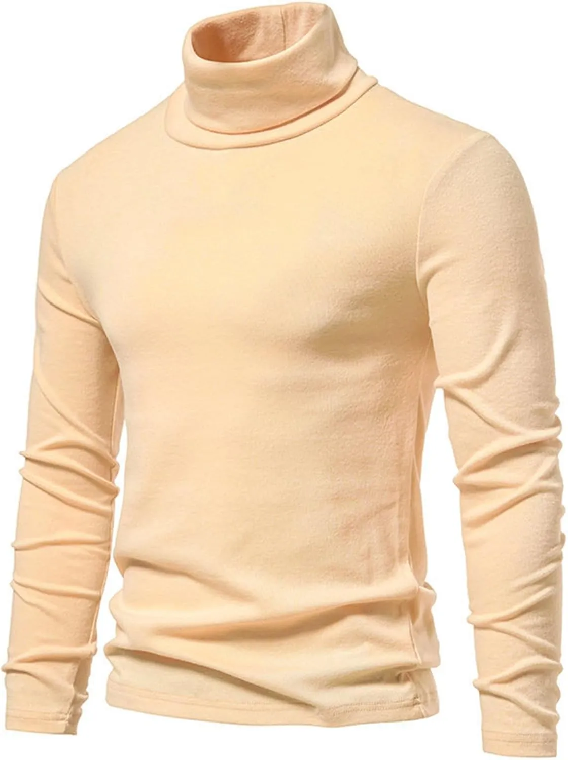 Mens Turtleneck Sweater Lightweight Slim Fit Thicken Warm Pullover Casual Long Sleeve Basic Cotton Knitted Undershirt