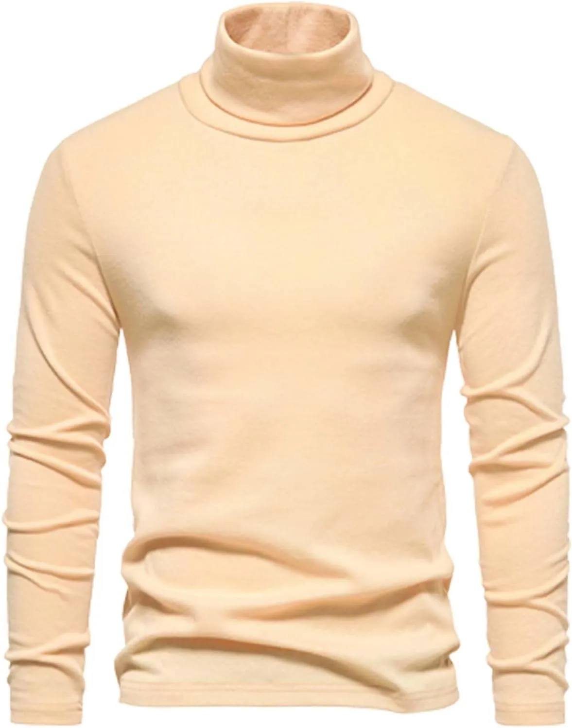 Mens Turtleneck Sweater Lightweight Slim Fit Thicken Warm Pullover Casual Long Sleeve Basic Cotton Knitted Undershirt