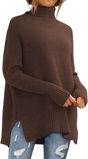 Oversized Sweaters for Women Turtleneck Bat-Wing Long Sleeve Ribbed Pullover Cozy Baggy Sweater 2024 Fall Outfits