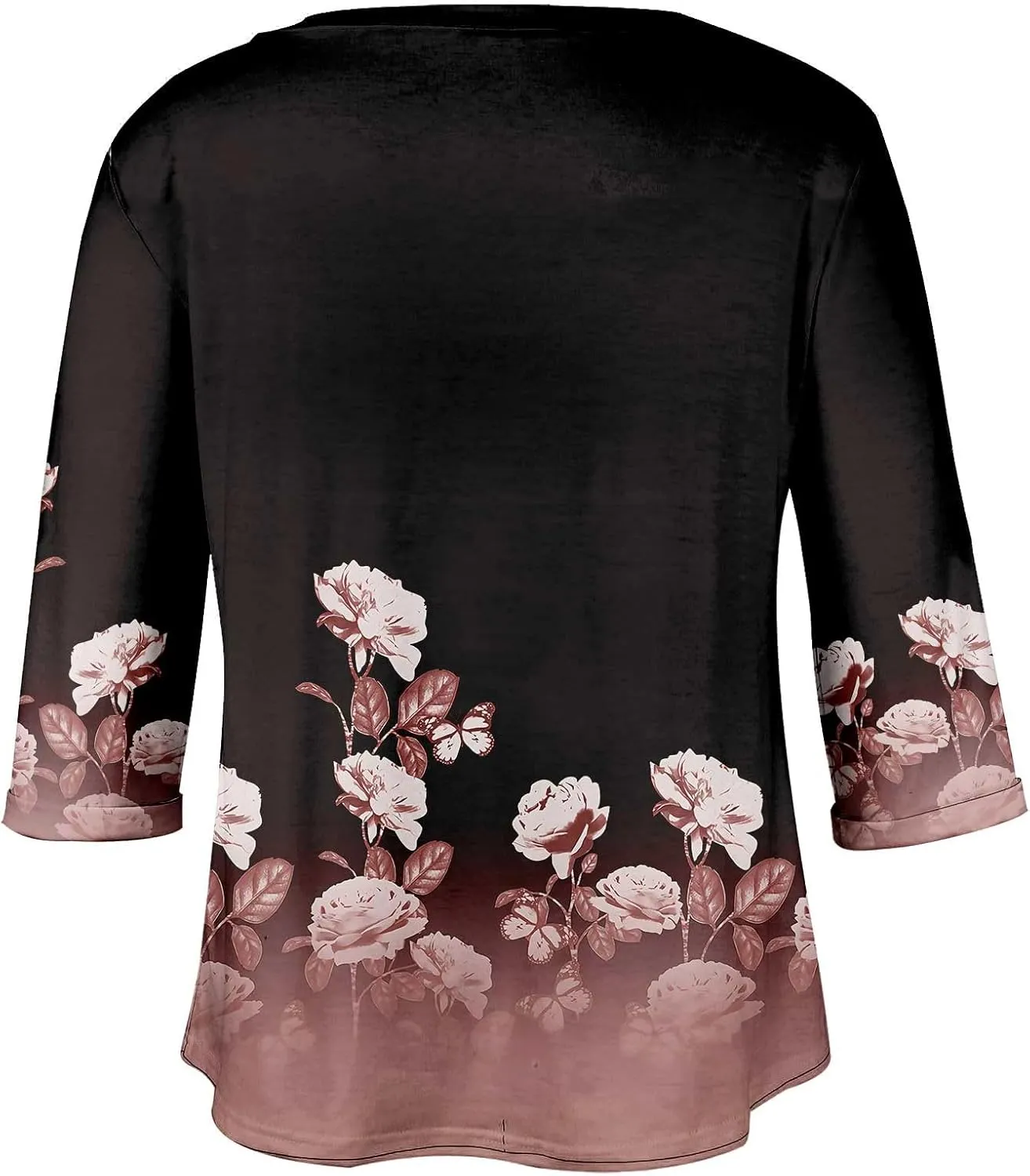 Plus Size Tops for Women Dressy Casual 3/4 Length Sleeve V Neck Shirts Comfy Gradient Loose Fit Fall Fashion Clothes