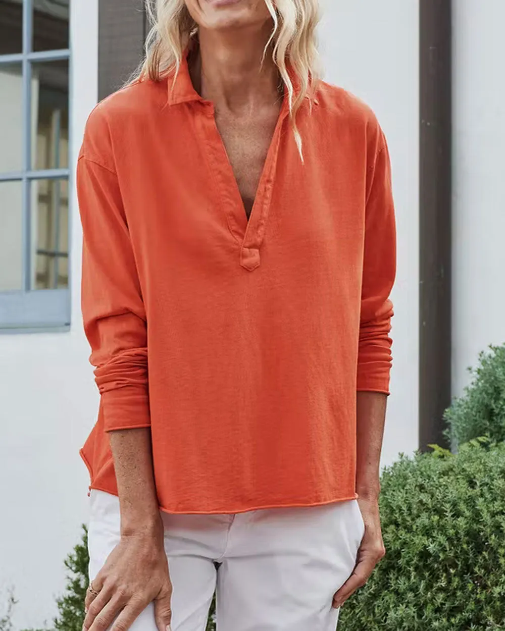 Tangerine Popover Henley