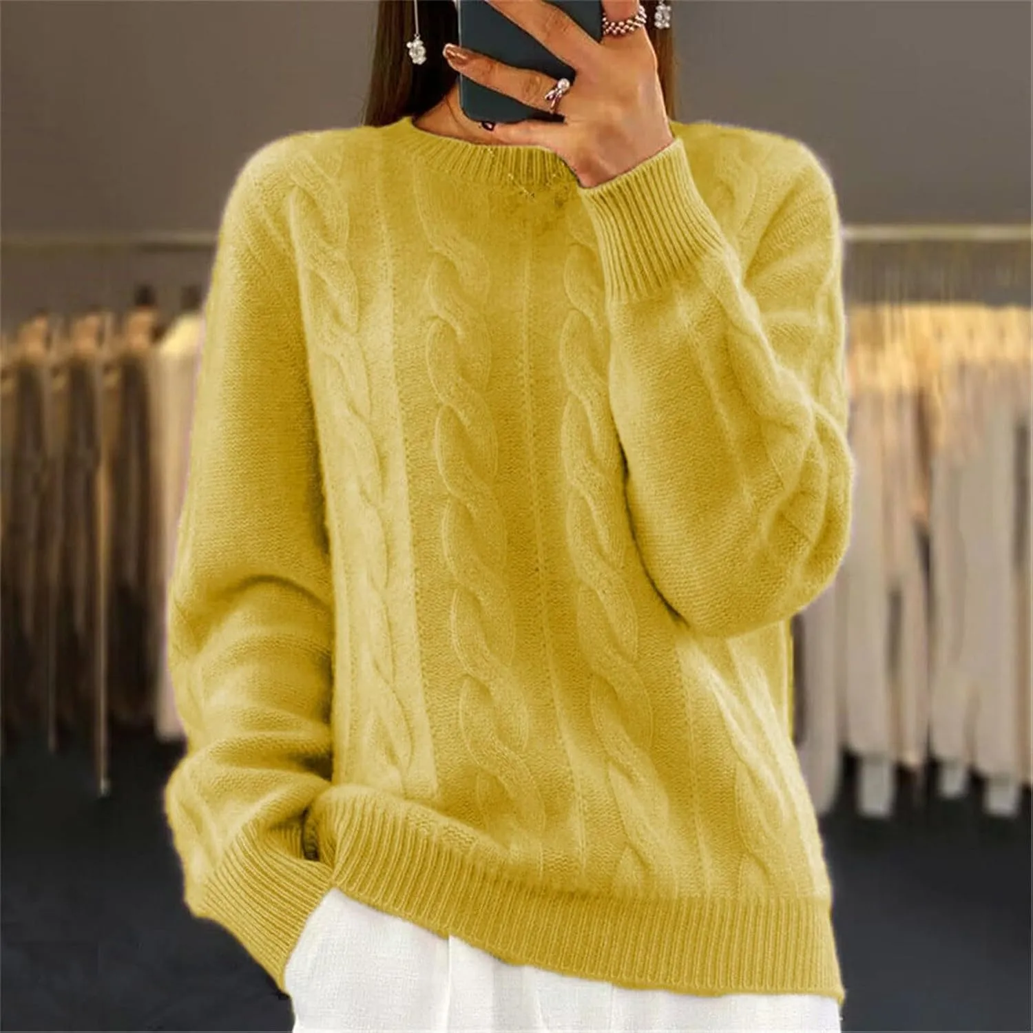 Turtleneck Pullover Tops Ladies Loose Large Size Thick Knitted Sweater Bottom Shirt Womens' Turtleneck Long Sleeve