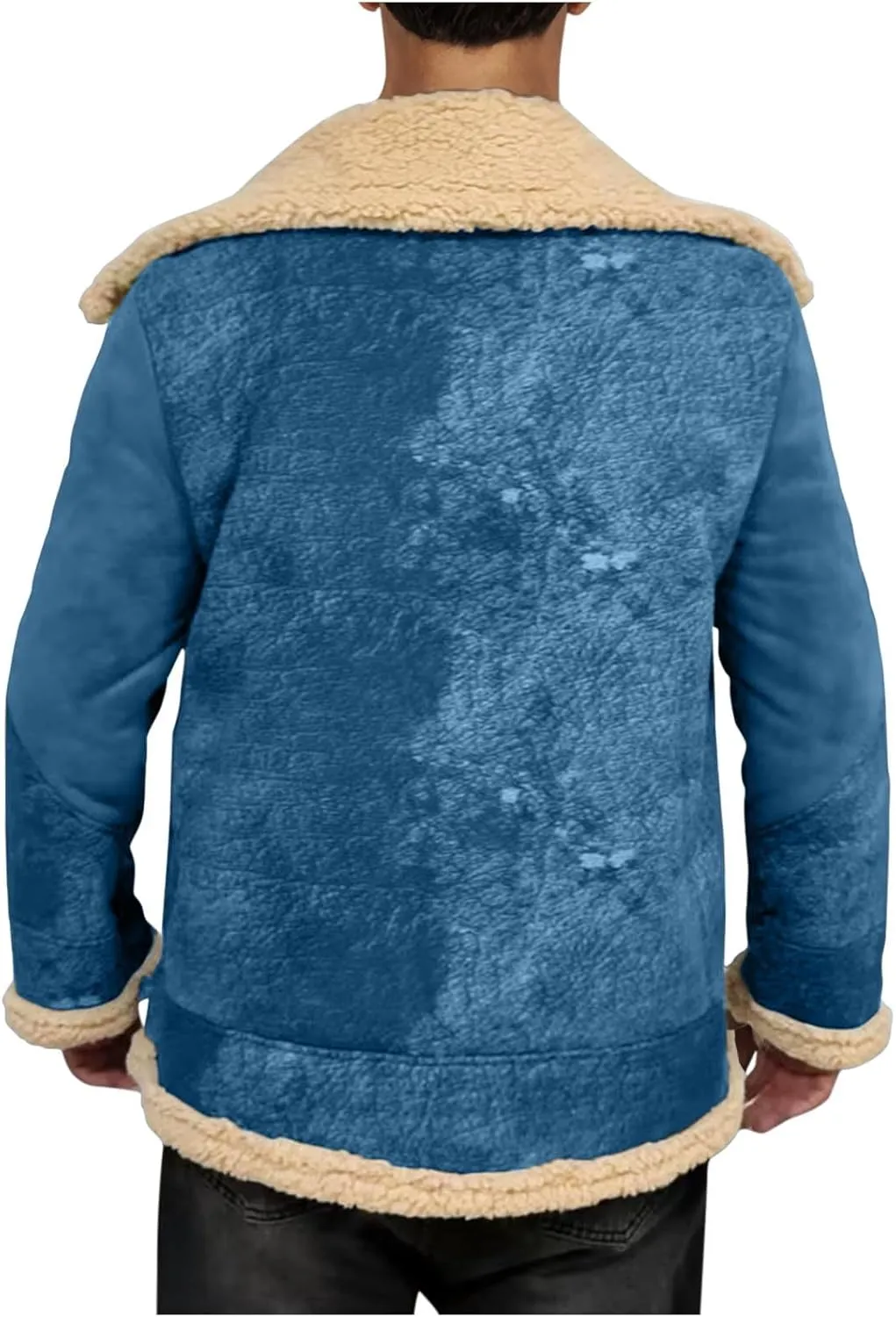 Winter Coats for Men Fleece Lined Suede Jacket Full Zip Lapel Collar Trucker Jackets with Pockets