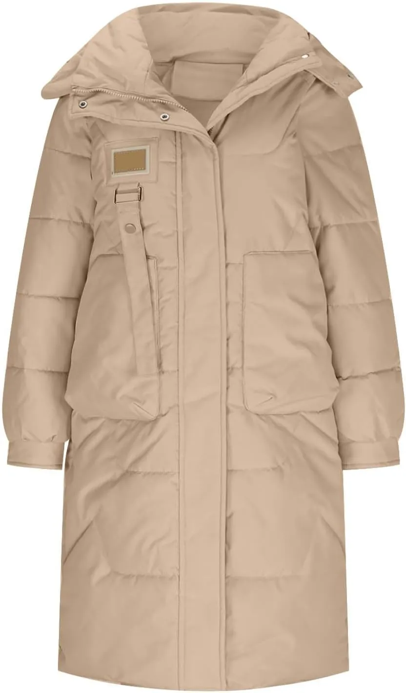 Winter Coats for Women 2024 Plus Size Winter Thickened Down Jacket Warm Hooded Long Quilted Puffer Coat Outerwear