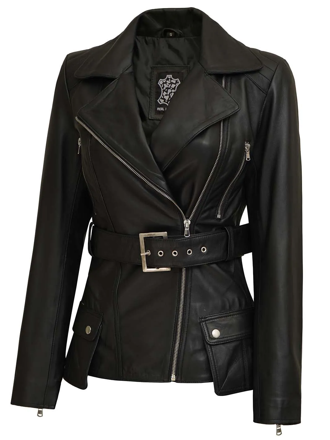 Women's Asymmetrical Black Leather Jacket
