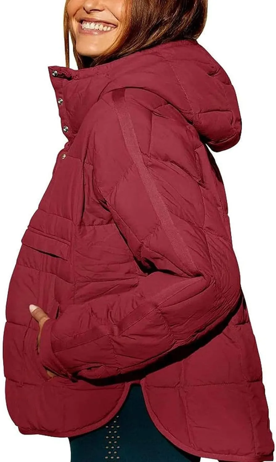 Women's Quilted Pullover Puffer Jackets Lightweight Button Outwear Winter Warm Oversized Packable Hooded Coat Tops