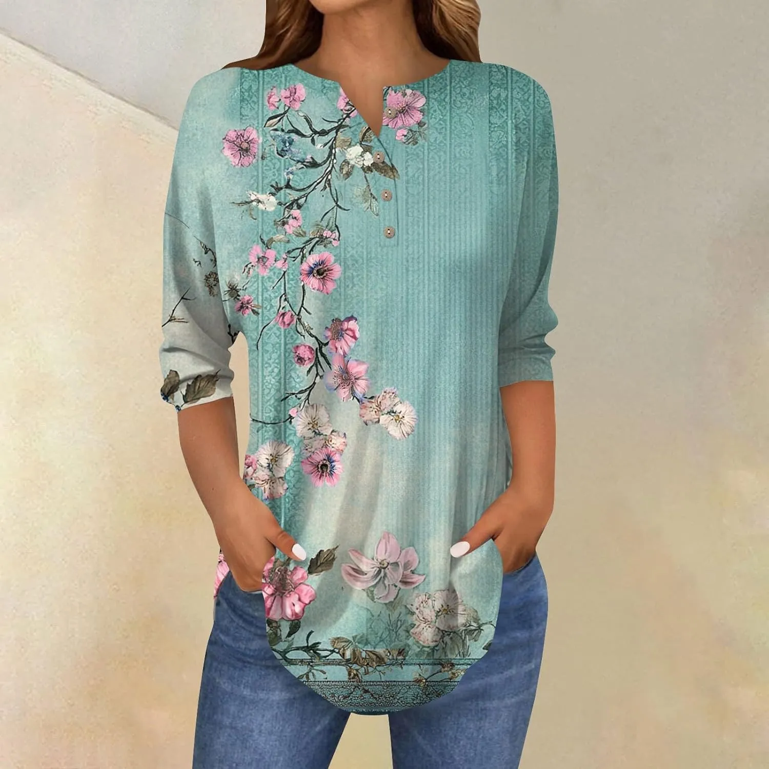 Women's Tops Work,3/4 Sleeve T Shirts for Women Womens 3/4 Sleeve T Shirts Sexy Womens 3/4 Sleeve Tops Going Out Fall Tees
