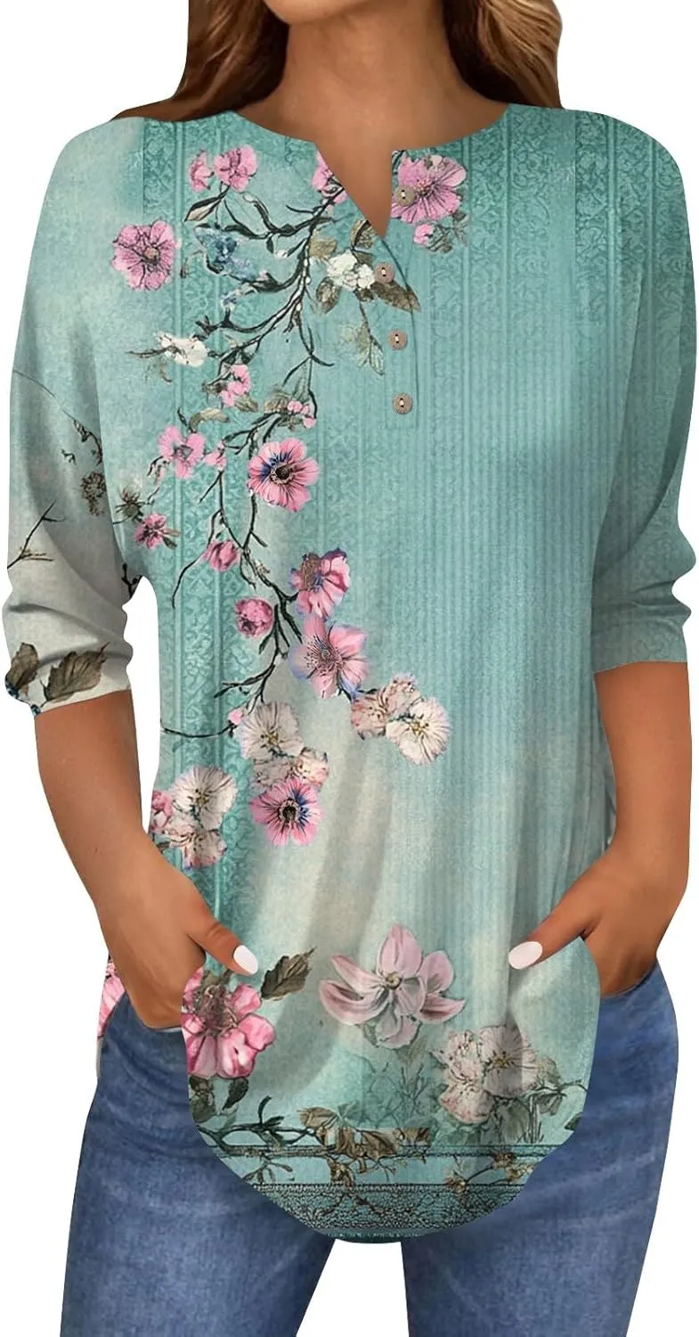 Women's Tops Work,3/4 Sleeve T Shirts for Women Womens 3/4 Sleeve T Shirts Sexy Womens 3/4 Sleeve Tops Going Out Fall Tees