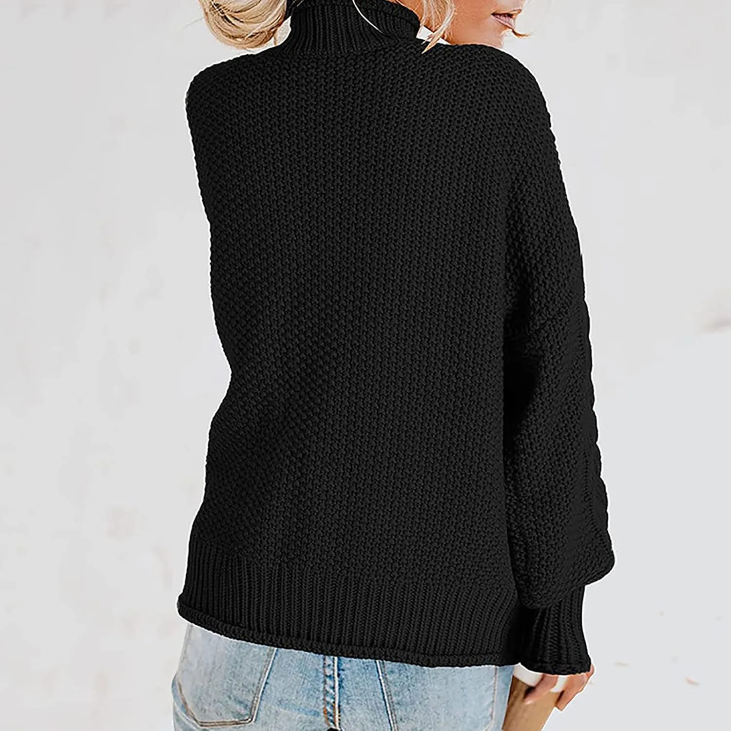 Women's Turtleneck Sweater Oversized Pullover Long Sleeve Chunky Knit Loose Casual Fall Sweaters Tops Knitwear Clothes
