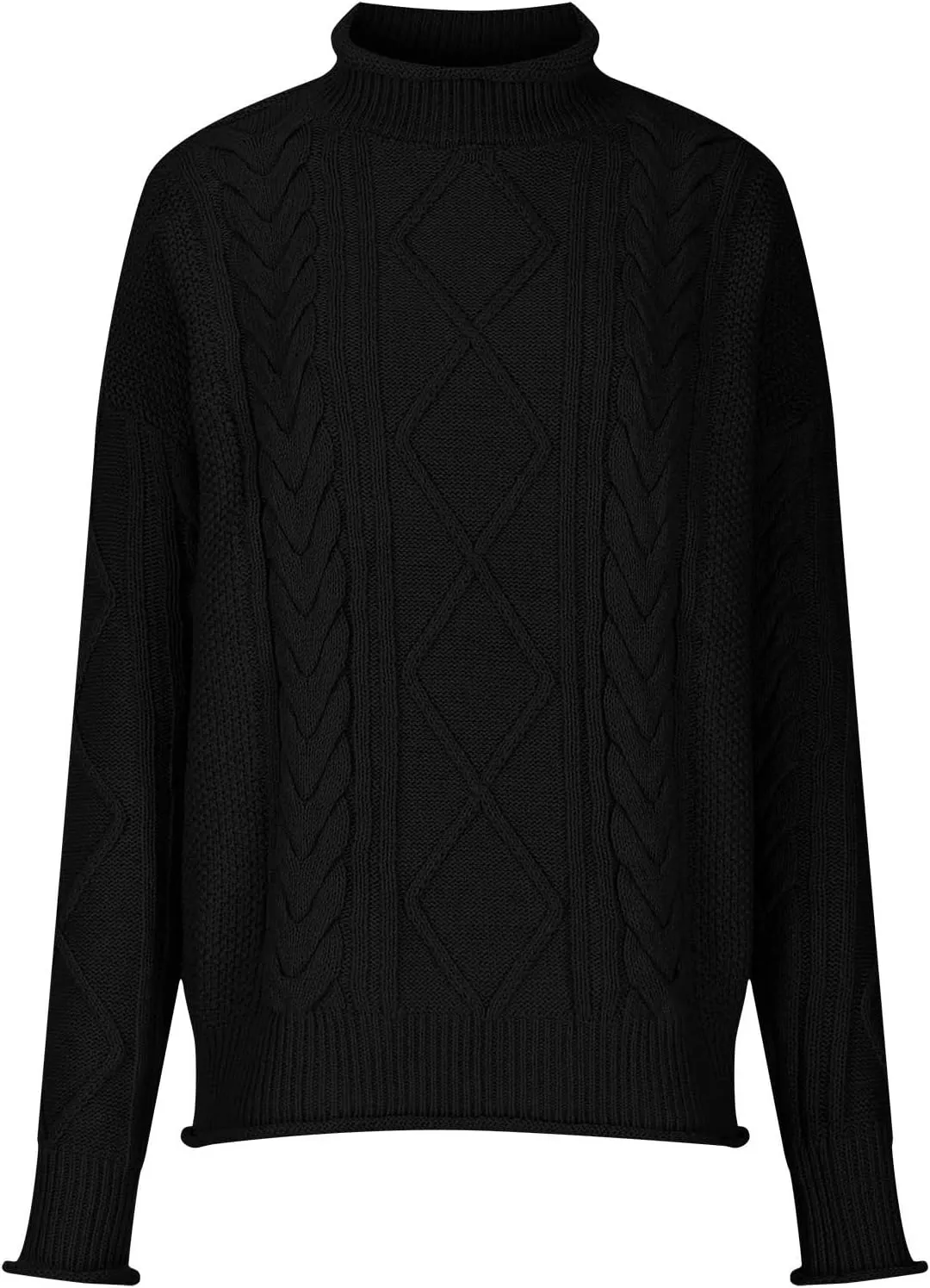 Women's Turtleneck Sweater Oversized Pullover Long Sleeve Chunky Knit Loose Casual Fall Sweaters Tops Knitwear Clothes