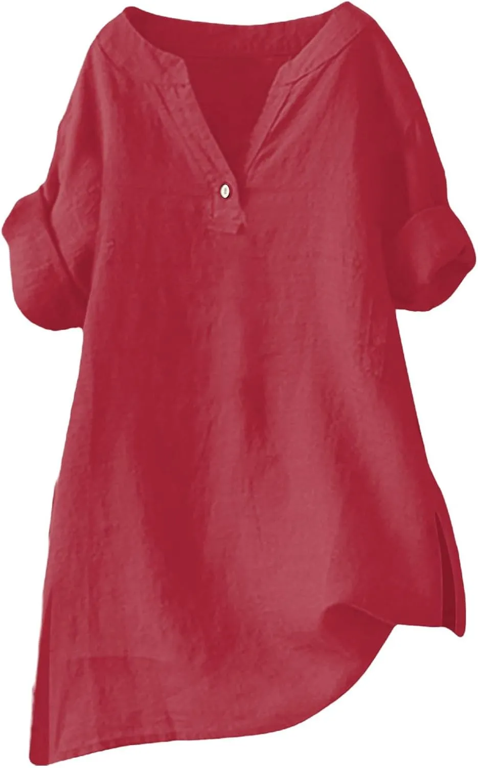 Womens V Neck Linen Henley Shirts 2025 Trendy Short Sleeve Button Summer Tee Blouses Loose Dressy Vacation Tunic Tops